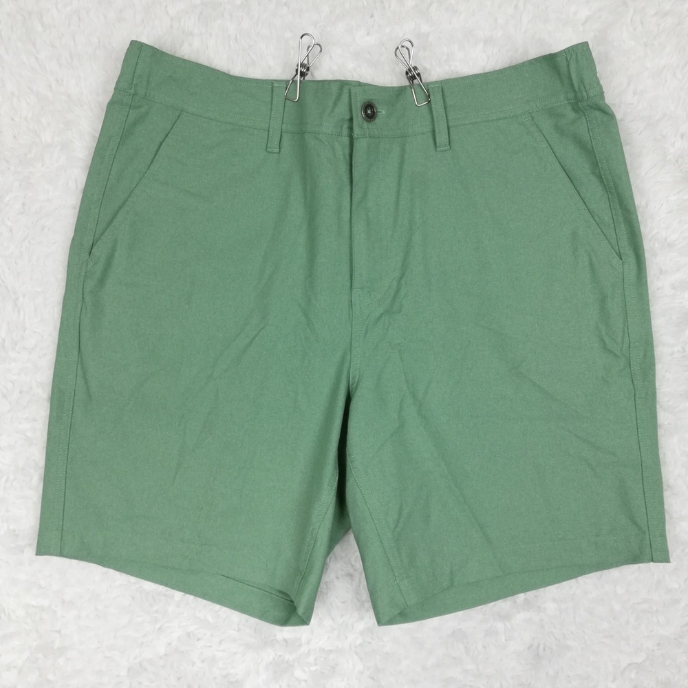 32 Degrees Mens Shorts Chino Flat Front Sage Green Lightweight Performance L